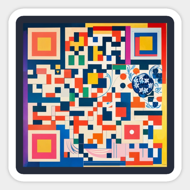 RickRoll QR Code Abstract Painting Sticker by ravel.live